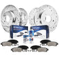 Detroit Axle - Brake Kit for 2000 Infiniti I30, Nissan Maxima, Front and Rear Drilled & Slotted Brake Rotors Ceramic Brake Pads
